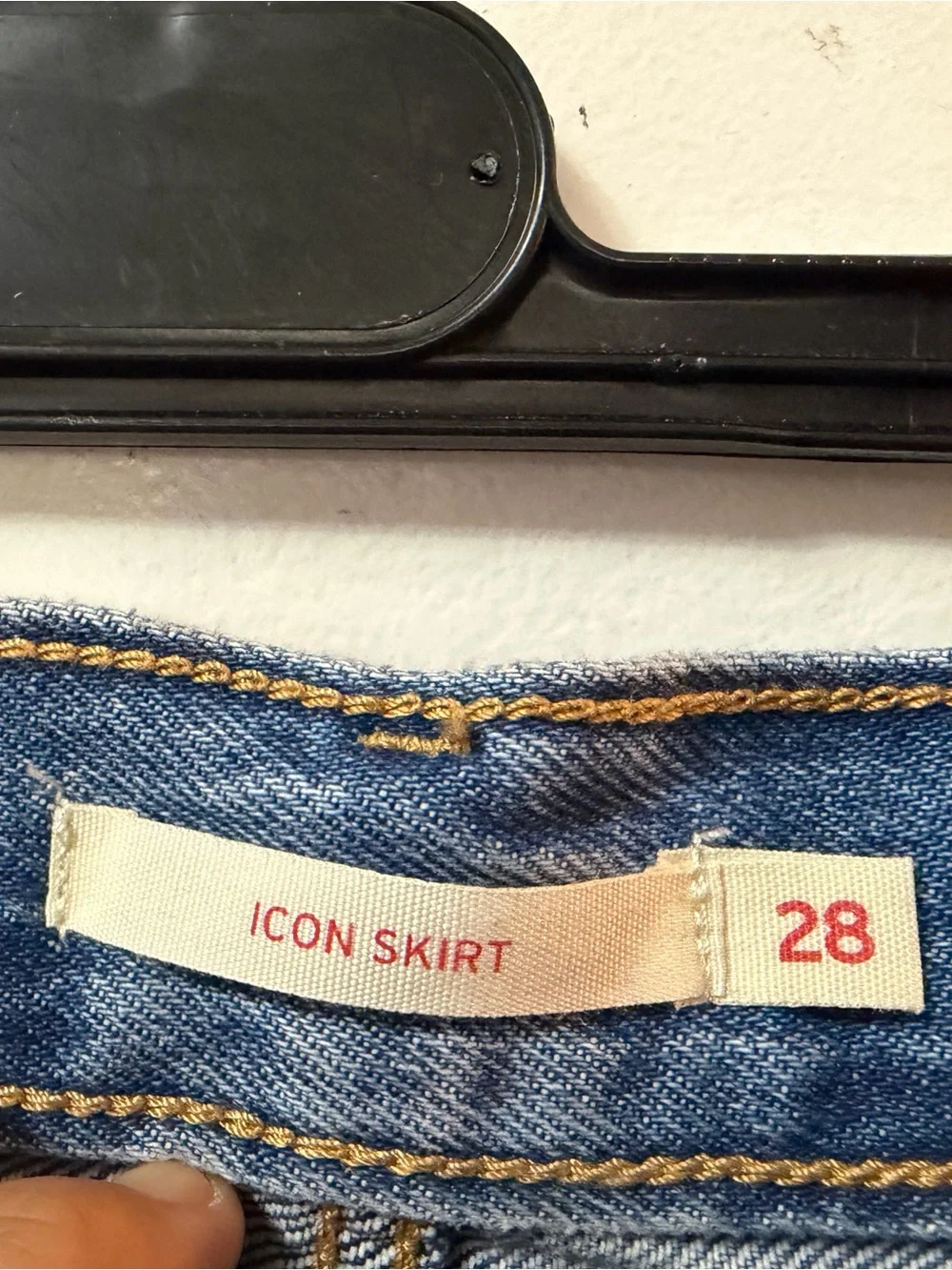 Levi's Medium Blue Denim Mini Skirt with Red Tab